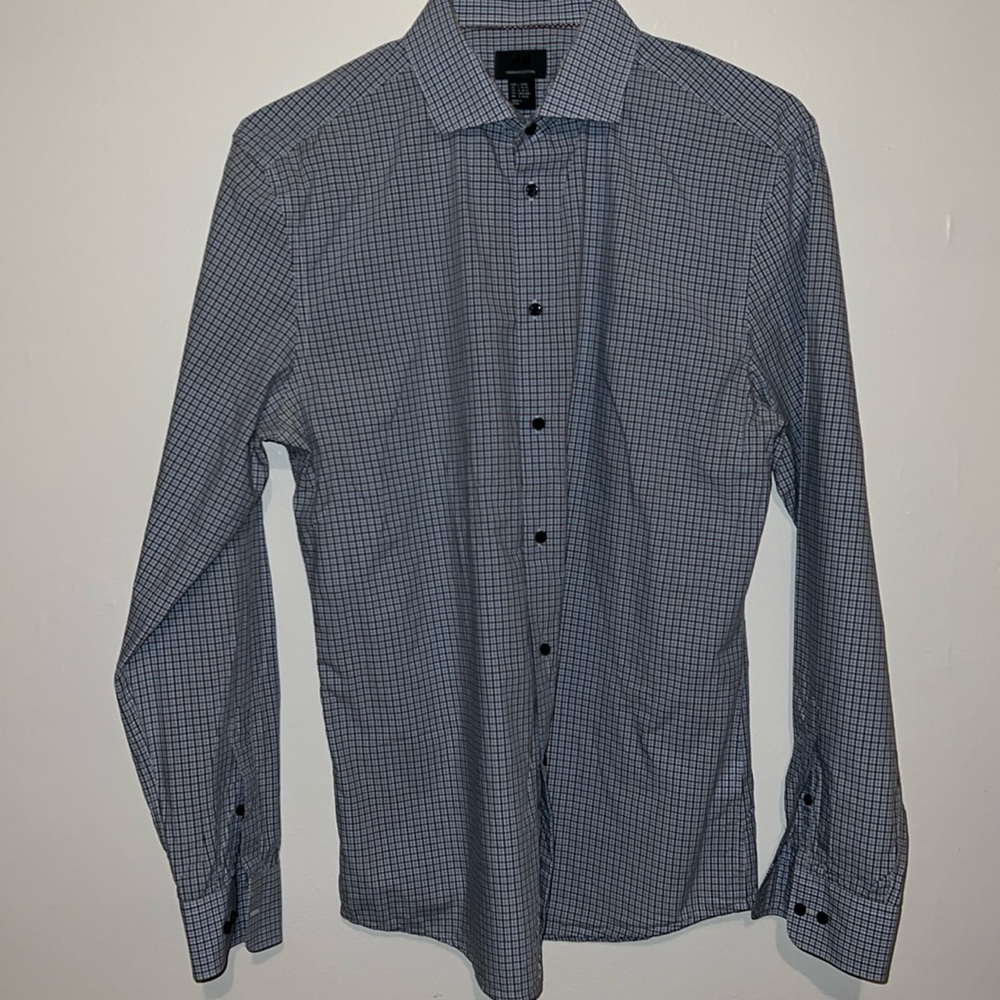 H&M - Blue with brown button down dress shirt